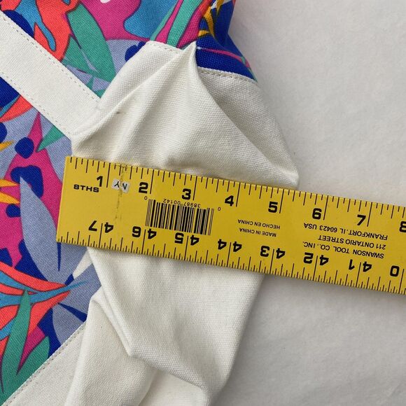 J.Crew Canvas Tote Bag Tropical Leaf Print One Size Beach Purse Handbag Shopper - Picture 13 of 15